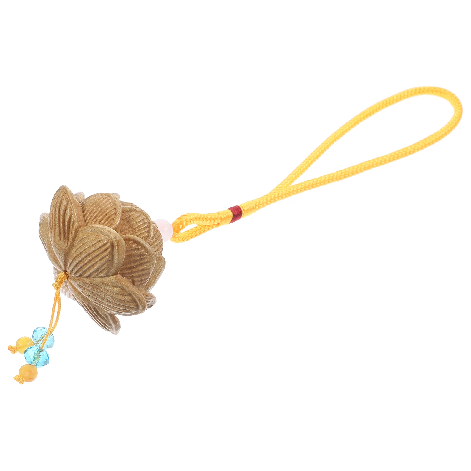 

Lotus Pendant Car Hanging Decor Wooden Golden Phone Keychain Accessory Durable Birthday Gift Fine Craftsmanship Everyday