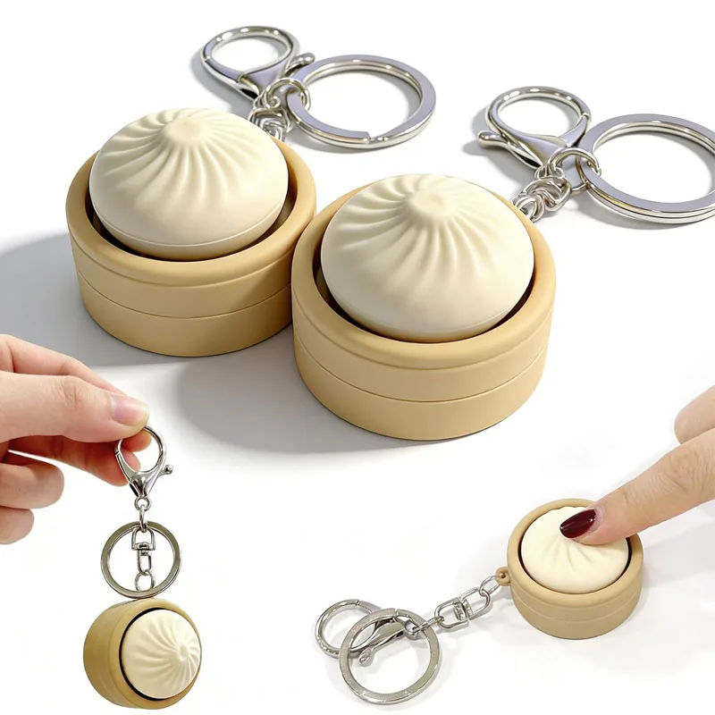 BaoZi Clicker Fidget Keychain Decompression Toys Button Stress Relief Gifts for Adults Kids Boys Girls Novelty Gadgets