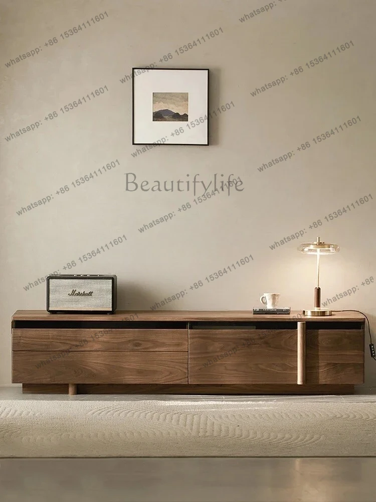 

North American black walnut rock panel TV cabinet modern simple home living room floor creative floor cabinet