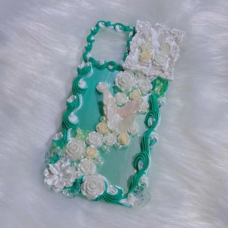 

4082, оригинальный чехол для телефона Ins Style Premium Rose Cream Gel ручной работы для iPhone Vivo, Huawei, Xiaomi, Samsung, эстетический подарок для девочек