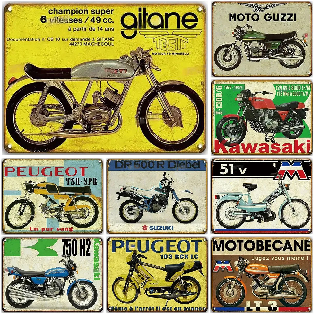 Vintage Motorradmarke Retro Metall Blechschild Wandkunst Dekoration