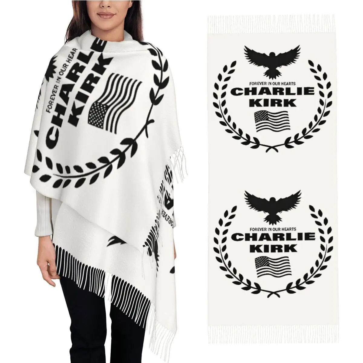 

Шарф Charlie Kirk, женские шарфы, накидки с кисточками, осенние роскошные брендовые шали и накидки, теплый мягкий новый дизайн, платок