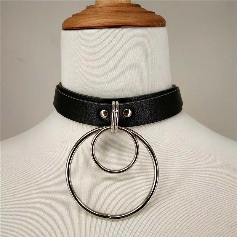 Sexy Chokers Necklace PU Leather Bondage Neck Women Bdsm Collar Cosplay Slave 18 Adult Toy Fashion Gothic Metal Belt Accessories