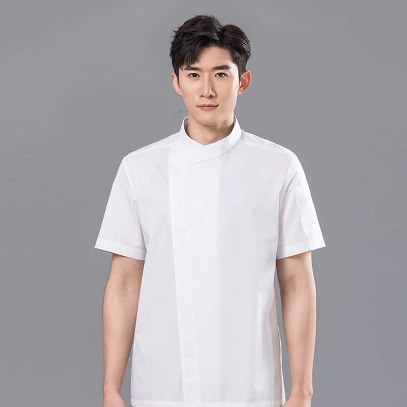 Chef Jacket Men Short Sleeve Unisex Kitchen Cook Coat Restaurant Waiter Uniform Shirt