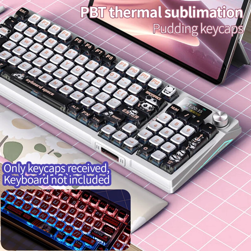 PBT thermal sublimation pudding keycap cute adaptation 60/68/75/100%attack shark ajazz aula akko mechanical keyboard keycaps