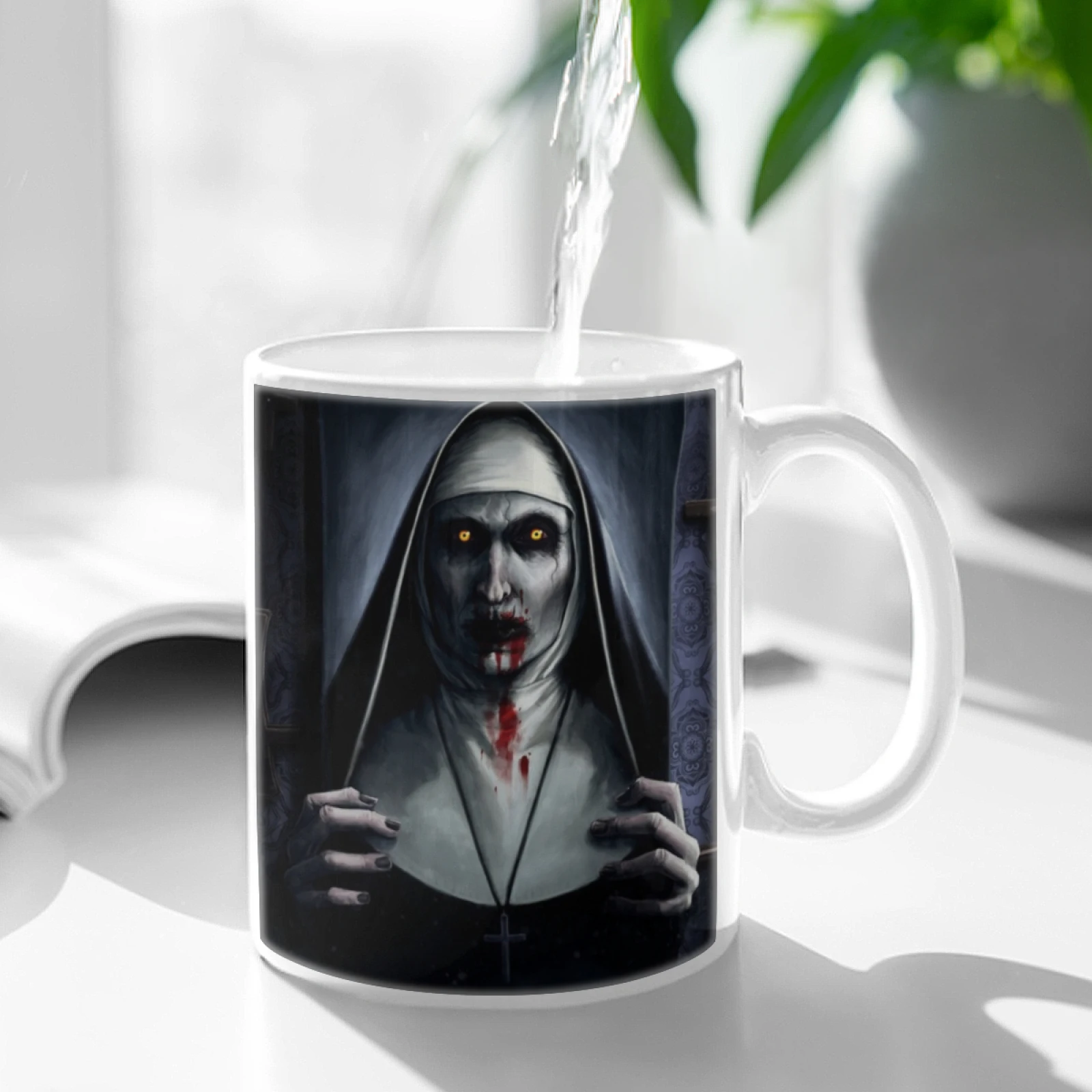 Valak Painting White Mug Coffee Cups Gift 11 Oz Mug Milk Tea Mug Valak Demon Nun The Conjuring 2 Haunting Haunted Horror Scary