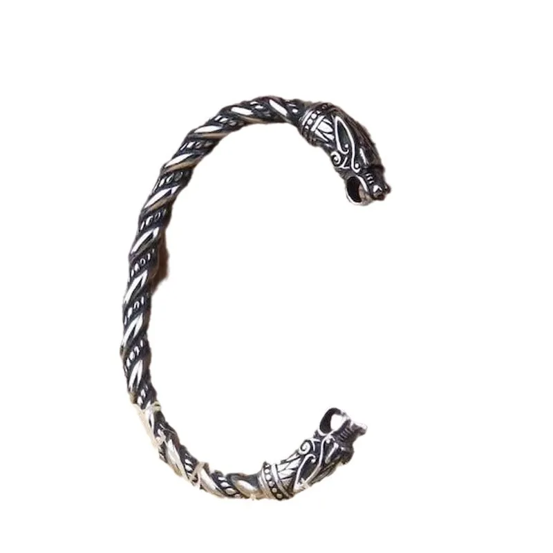 Domineering Wolf Head Open-Ended Bracelet for Men Women Personality Charm  Bangles Jewelry