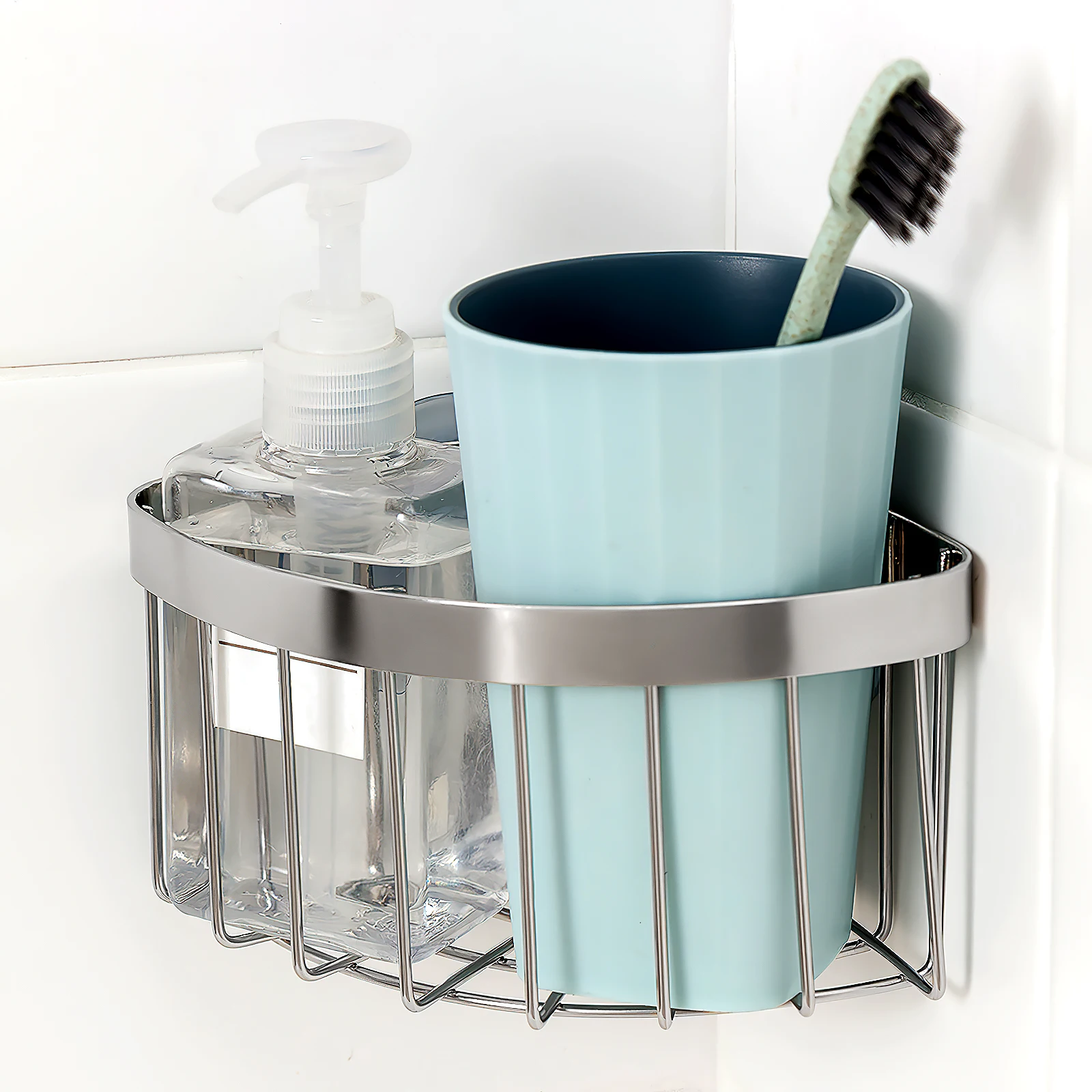 

Kitchen Sink Sponge Holder 304 Stainless Steel Corner Suction Cup Drain Caddy Scrub Sponge Storage Dish Rag Stand Sink