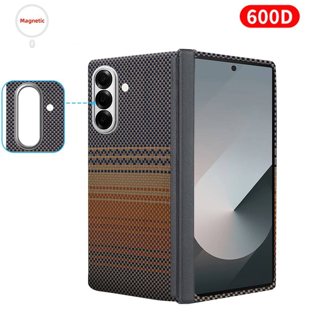 Voor samsung z fold 7 carbon case 600d kevlar aramidevezel magsafe stof ultradunne harde cover magnetische balck Slim light premium