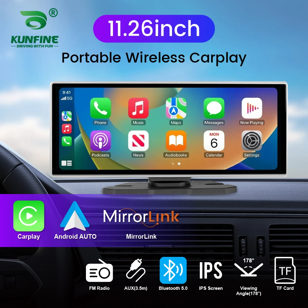 

11.26 Inch Universal IPS Touch Screen Portable Wireless Carplay Radio Android Auto Multimedia Video Player MP5 Player FM AUX BT