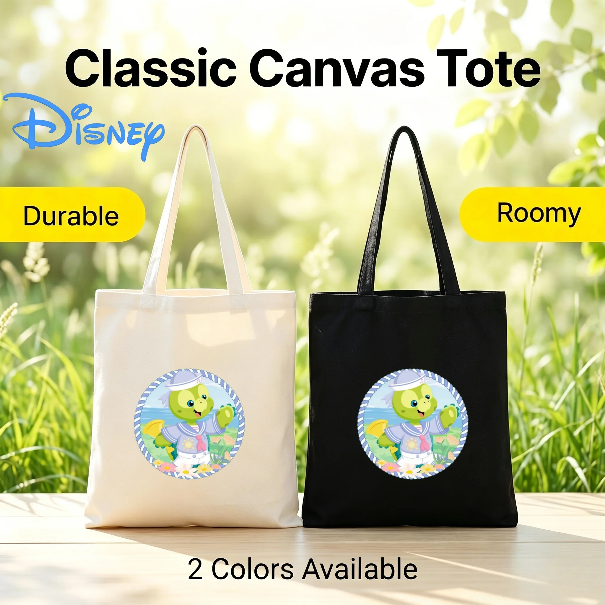 

1PC Disney Summer Turtle 'OluMel Themed Canvas Bag Eco-Friendly Reusable Shoulder Handbag