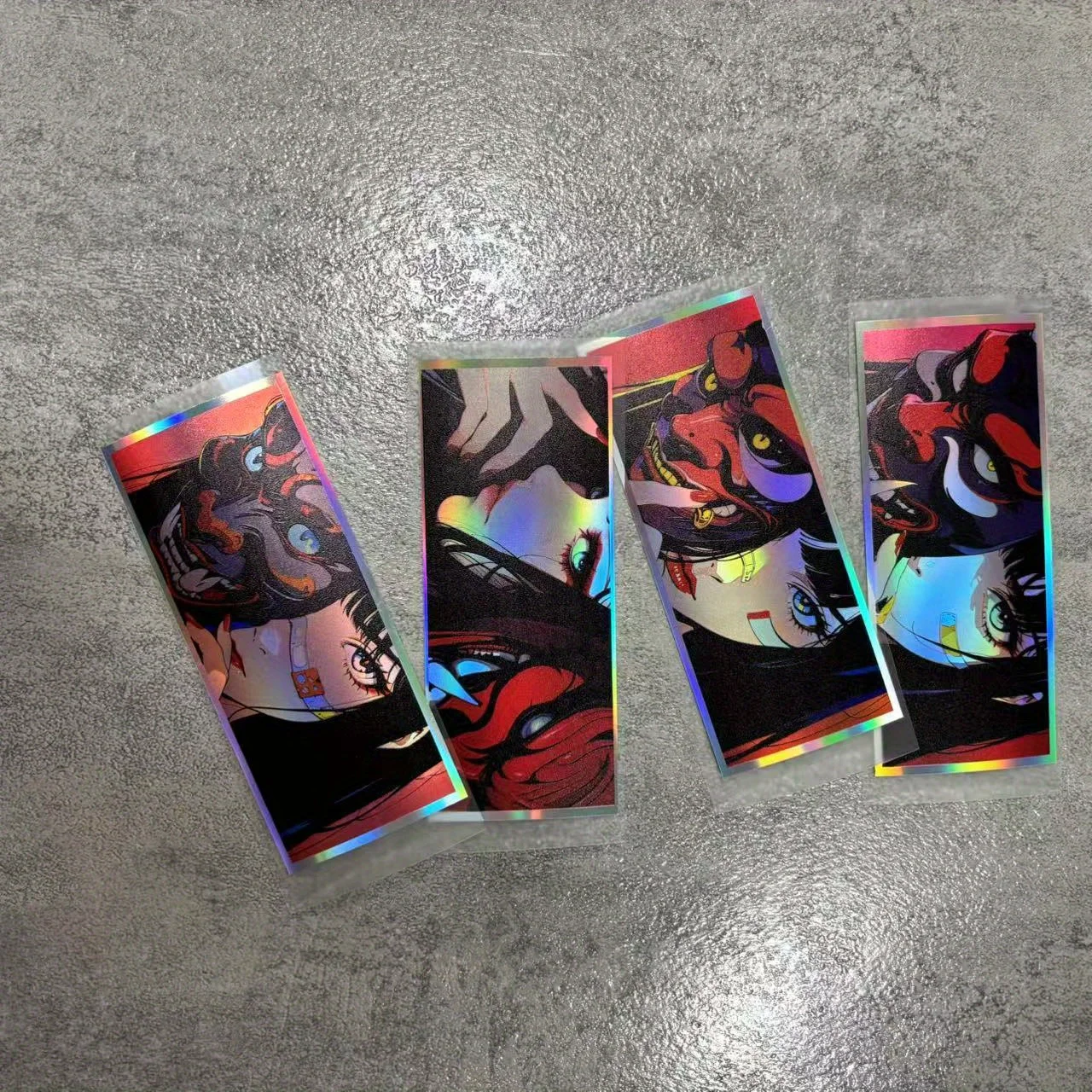 Anime Oni Girl Sticker 1PC JDM Style Waterproof PVC Vinyl Decal Scratch Resistant Glossy Car Decor Red Blue Design