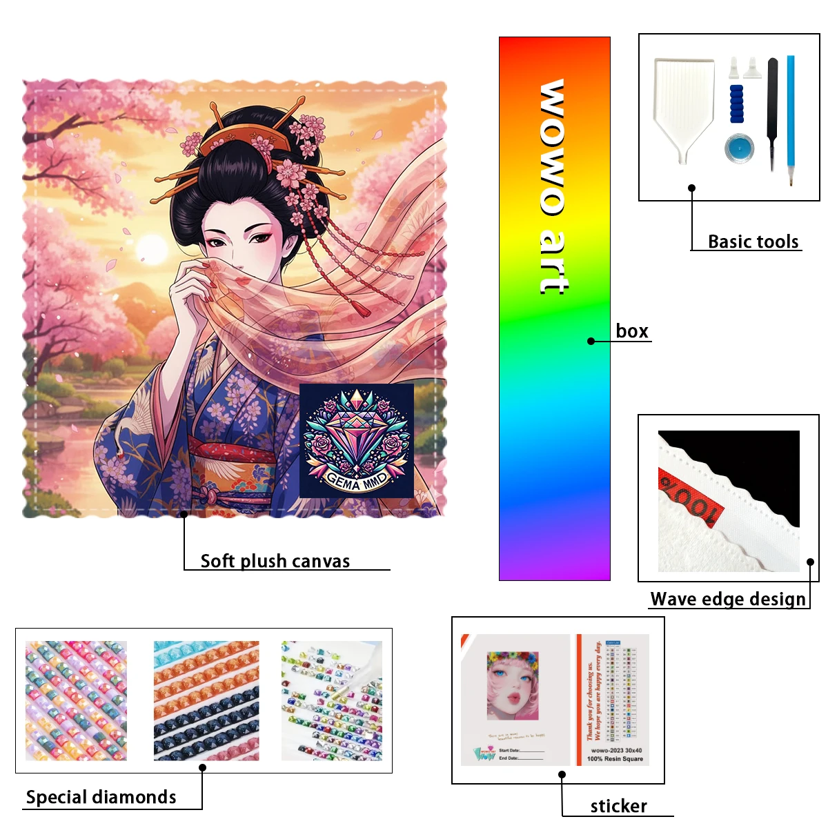 

【GEMA MMD Diamond Art】Kimono and Japanese girls 100% resin FD+ab+cr Diamond Stamping Kit Perfect Masterpiece worth Buying