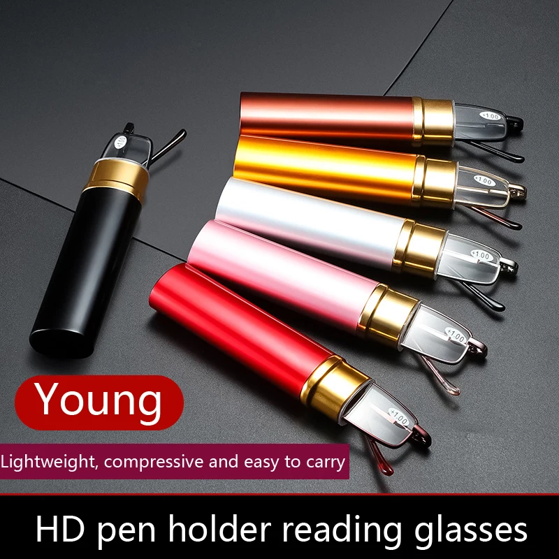 Reading Glasses Anti-blue Light For Men Women Metal Frame Portable HD Pen Holder Ultralight Glasses Radiation Protection image 3