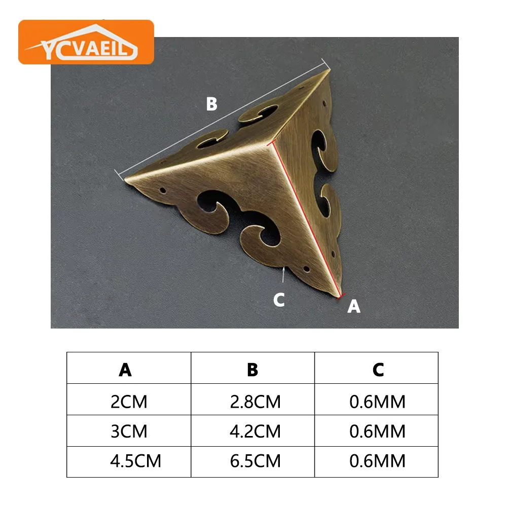 8pcs Box Corners Brackets for Home Decorative Triangle Gift Box Metal Table Chair Corner Protectors Furniture Hardware