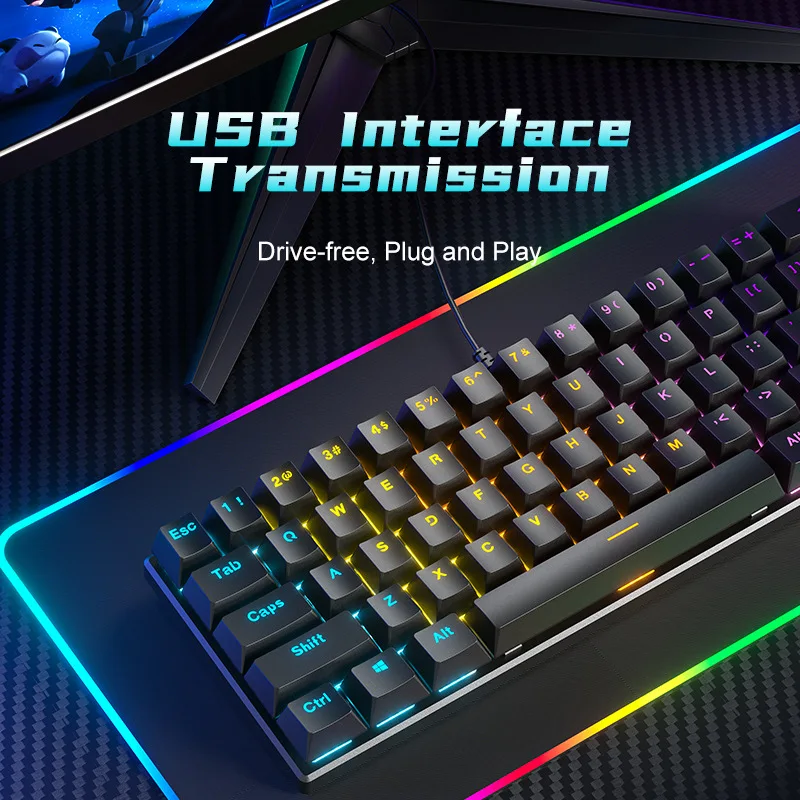 Russian mechanical keyboard RGB mixed light effect USB wired gaming keyboard comfortable desktop office laptop PC peripherals