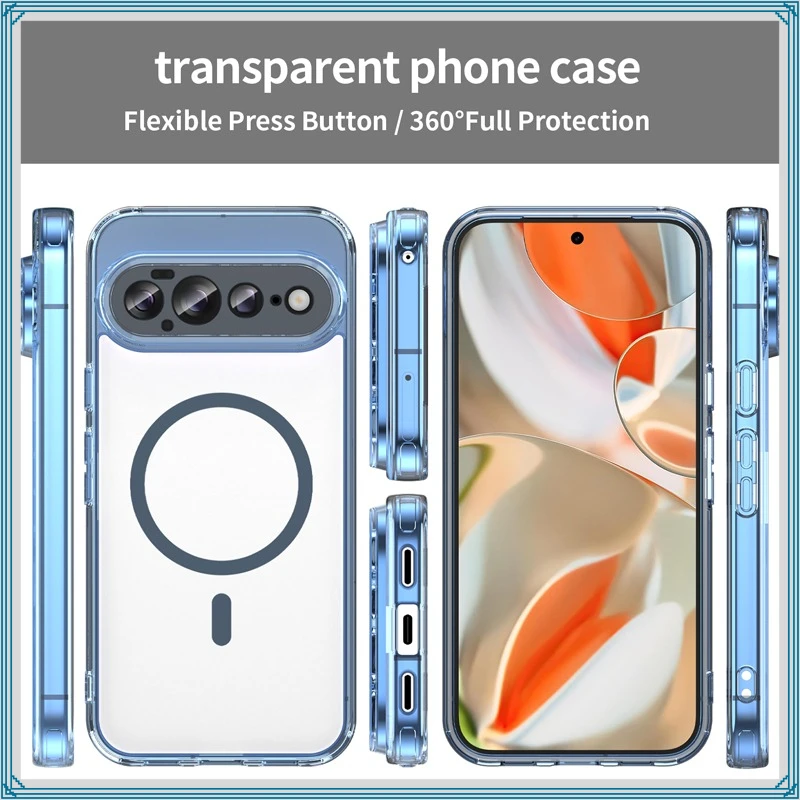 Case For Google Pixel 11 Pro XL ELVEV Magnetic Airbags Shockproof Hard PC + Soft TPU Non SlipTransparent Protective Phone Cover