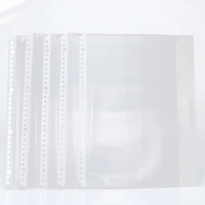 

100Pcs File Folder Inner Page Bags Transparent 30 Holes Binder Sleeves Clear Document Protectors A4 Sheet Storage Pouch