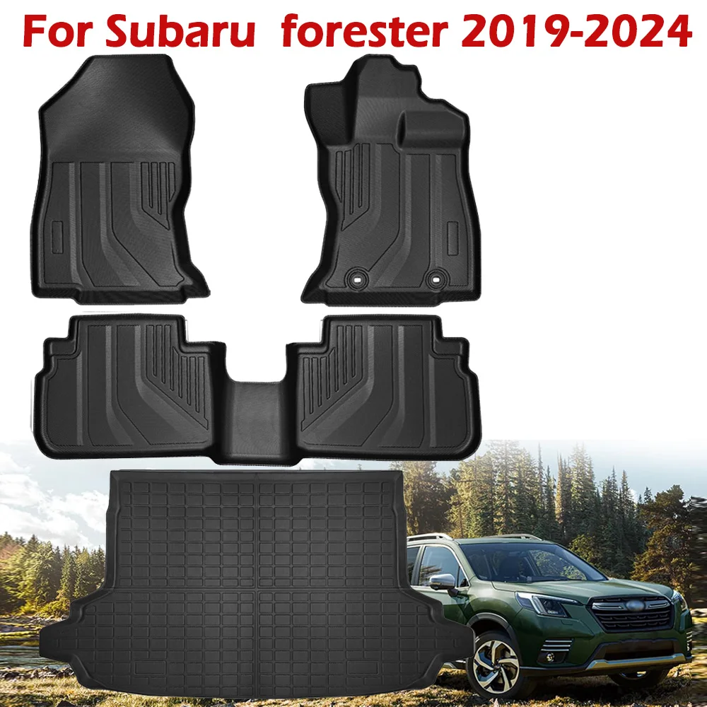 

For Subaru Forester 2019-2024 TPE Floor Mats,All Weather 3D Floor Mats Trunk Mat Cargo Liner Accessories(Right Rudder)