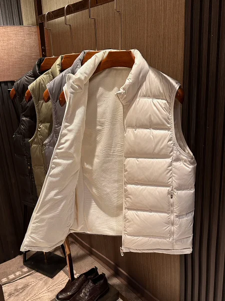 

Double-Sided Lightweight Warmth down Vest Stand Collar for Men And Women Simple Winter Color Busin Casual Faion