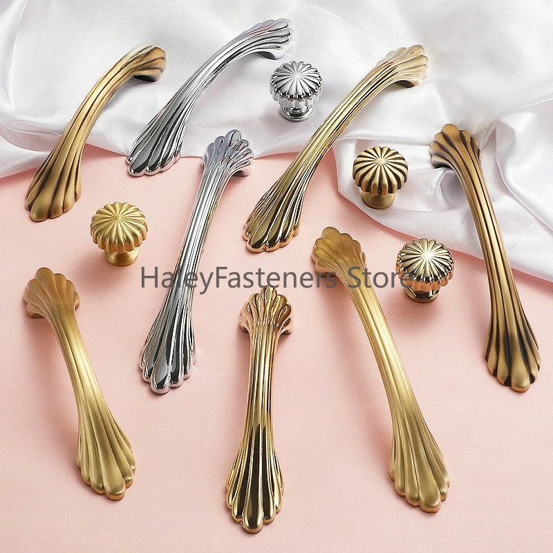 

Brass handle wine cabinet American simple cabinet door vintage drawer gold pure copper French wardrobe handle