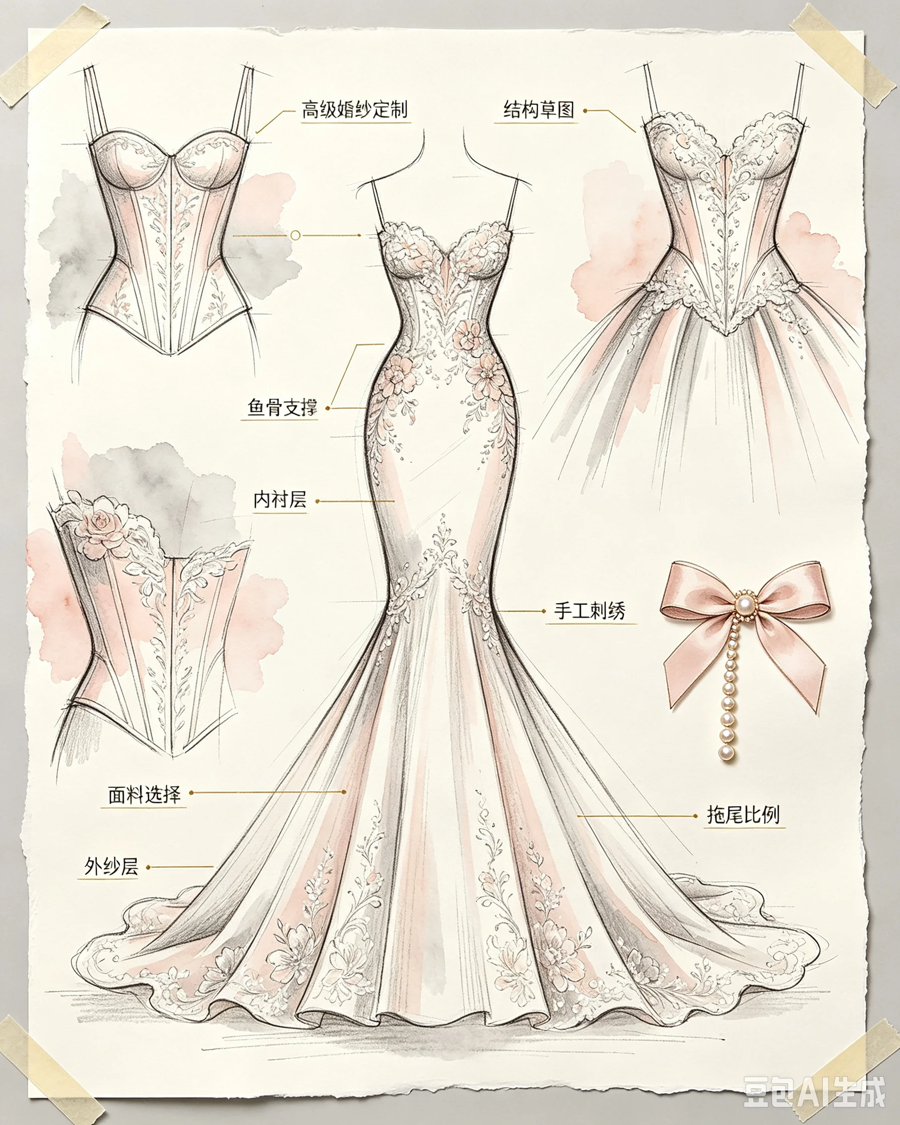 The cost of wedding gowns and formal dresses, along with any additional charges. Customization options include color, style, siz