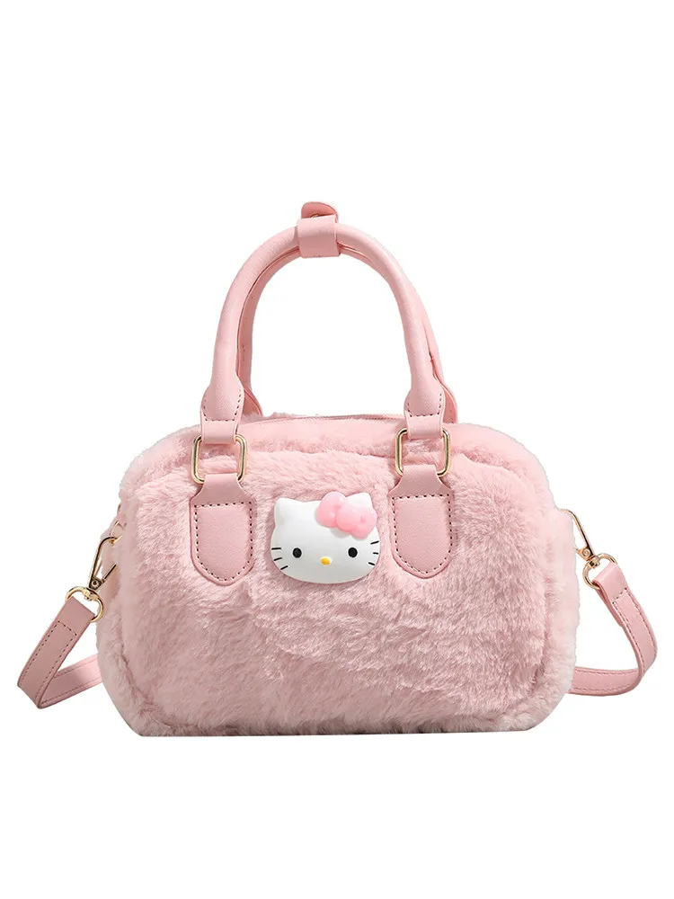 New Cute Hello Kitty Cartoon Handbag Crossbody Bag Versatile Texture Autumn Winter Niche Square Large Capacity Kawaii Pink Bags - view 6