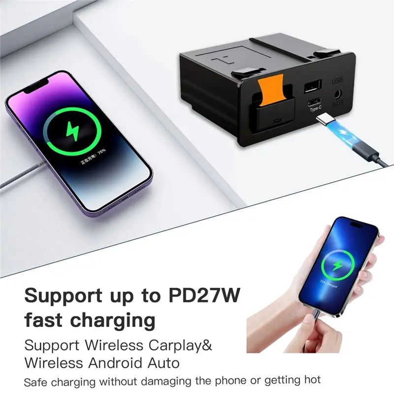 AS57-For Retrofit Mazda 2 3 6 CX3 CX5 CX8 CX9 MX5 Demio Kit Type C Carplay Android Auto Adapter USB Hub Adapter