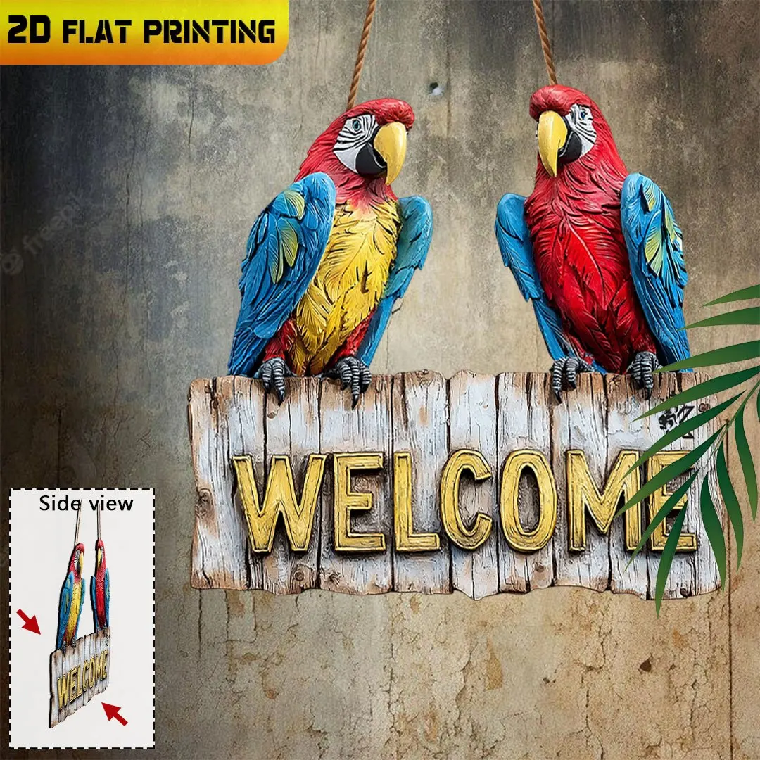 2D Flat,Wooden Signs, Outdoor Plaques and Wall Art , Two Macaws, Home Decor, Wooden Signs, Tropical Gift, Gifts for Bird Lovers