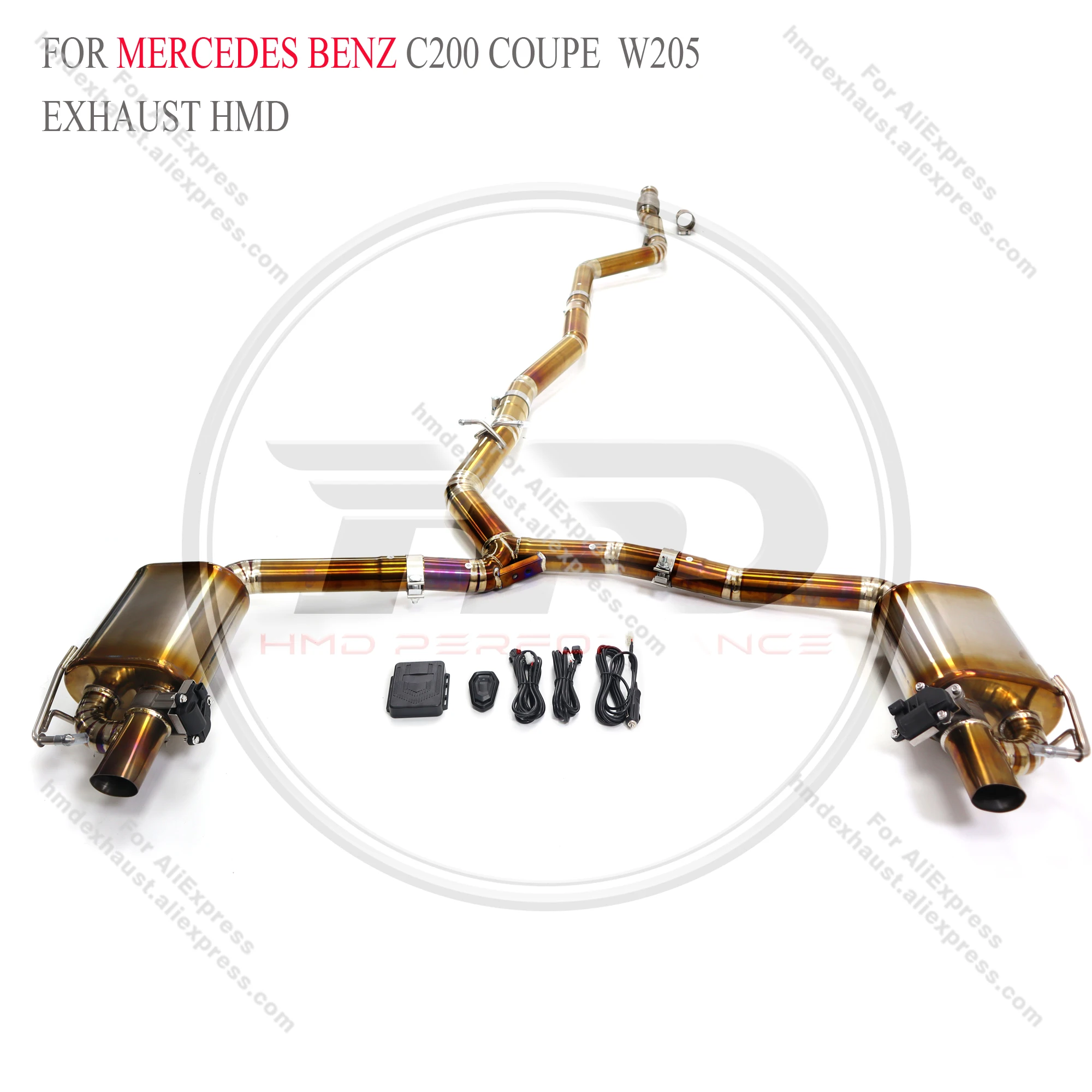 HMD Titanium Exhaust System Performance Catback for Mercedes Benz C200 COURE W205 Muffler With Valve