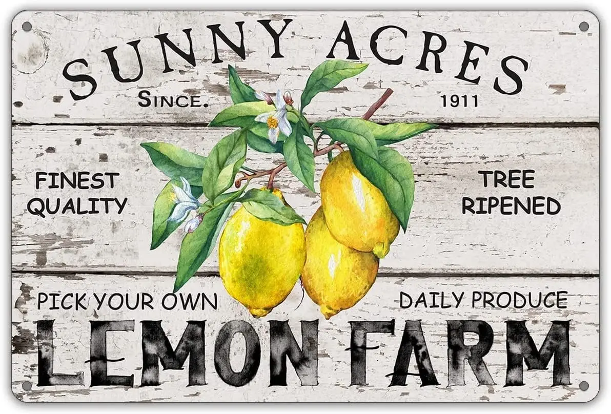 Metal Tin Sign Lemon Farm Sunny Acres Aluminum Vintage Sign tin sign Retro for Home Garden Office Wall Decor