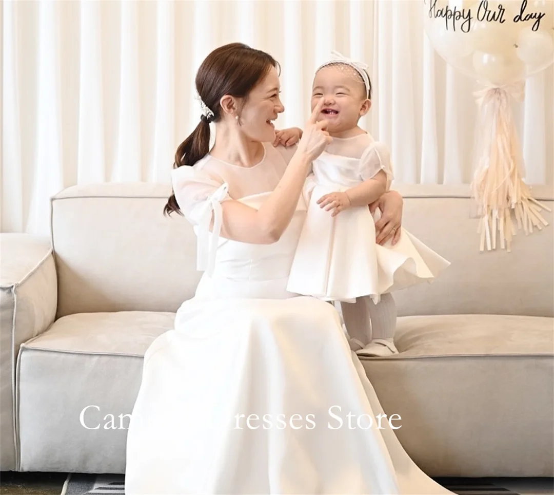 

SONDR Customized O-Neck vory Puff Sleeves Wedding Dresses Simple A-Line Organza Corset Korea Brides Gowns Women Bridal Dresses