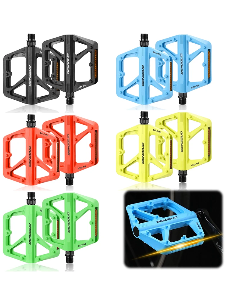 AliExpress VODOOL Double DU Bearing Nylon Bicycle Pedals with Reflector Ultralight Bike Pedals Waterproof Cycling Platform Pedals Bike Accessories