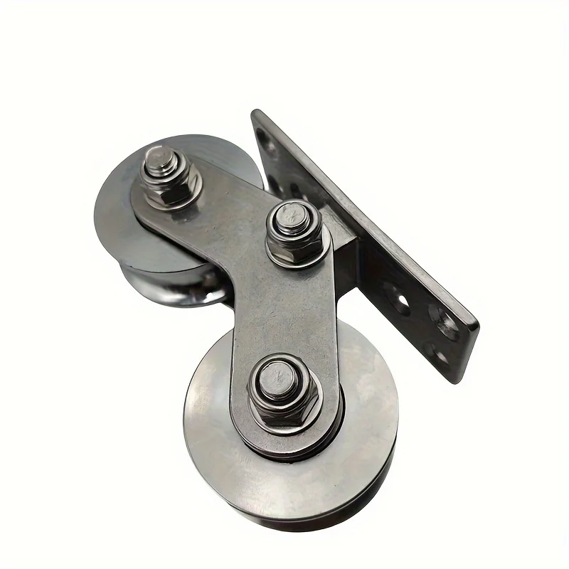 1pcs 304 Stainless steel bracket U/V/H groove type bottom double wheel  pulley roller high load bearing track moving wheel