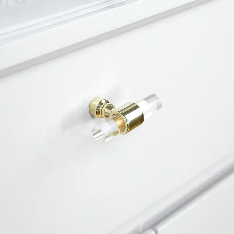 Handles Drawer Cabinet Furniture Kitchen Handles for Cabinet Knob Door Drawer Furniture Kitchen Golden Transparent Crystal