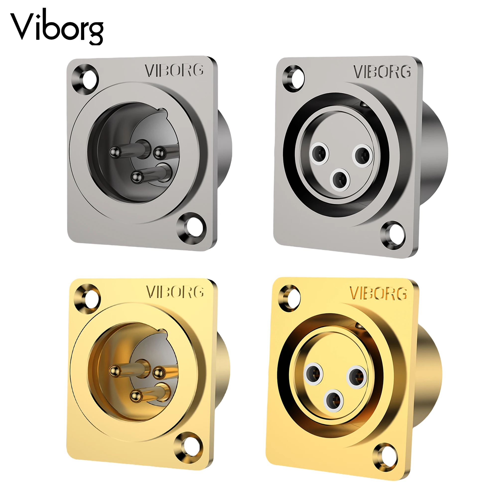 

1pc Viborg CM203G CF203G CF203R Pure Copper Gold XLR 3pin Male Female Panel Mount Socket XLR Balanced Plug Headphone AMP DIY