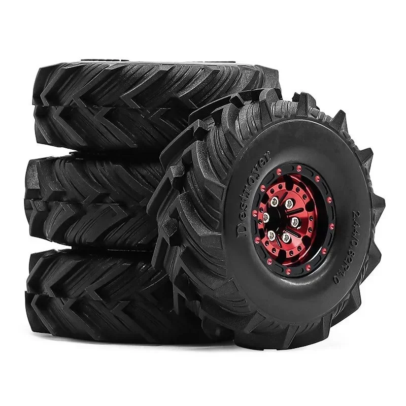

4pcs OD 62mm 1.0" Metal Beadlock Wheel Tire Set For 1/18 RC Crawler Car TRX4M SCX24 Upgrade Parts Accessories