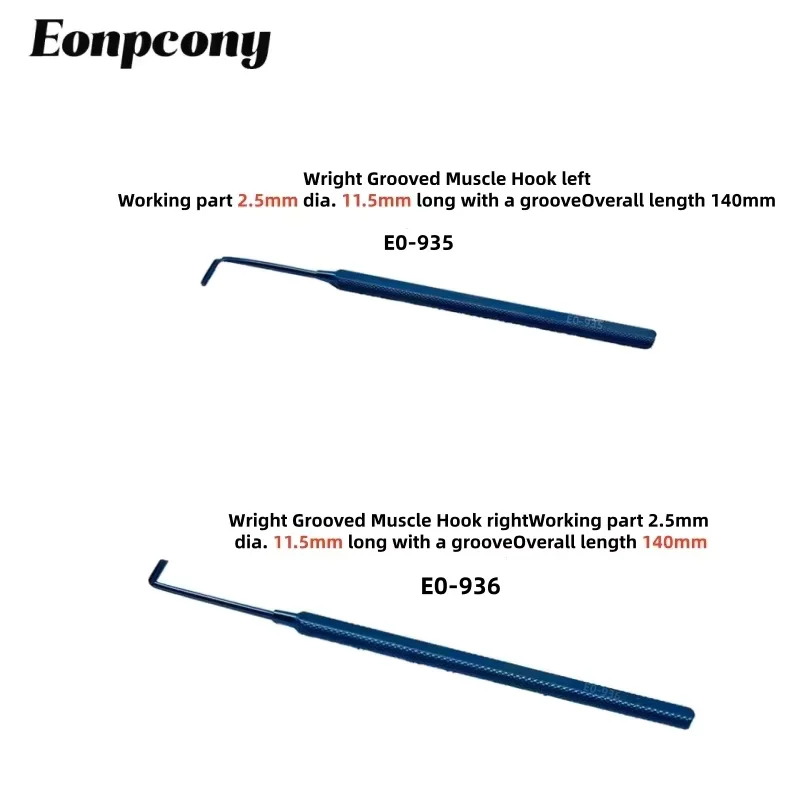 

Wright hook muscle hook, left ophthalmic instrument with a groove with a groove