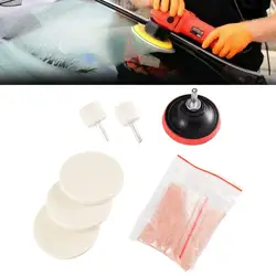 8pcs Car Glass Polishing Grinding Kit Scratch Removal Auto Windshield Window Glass Wiper Felt Pad Repair Tool 50g Cerium Oxide