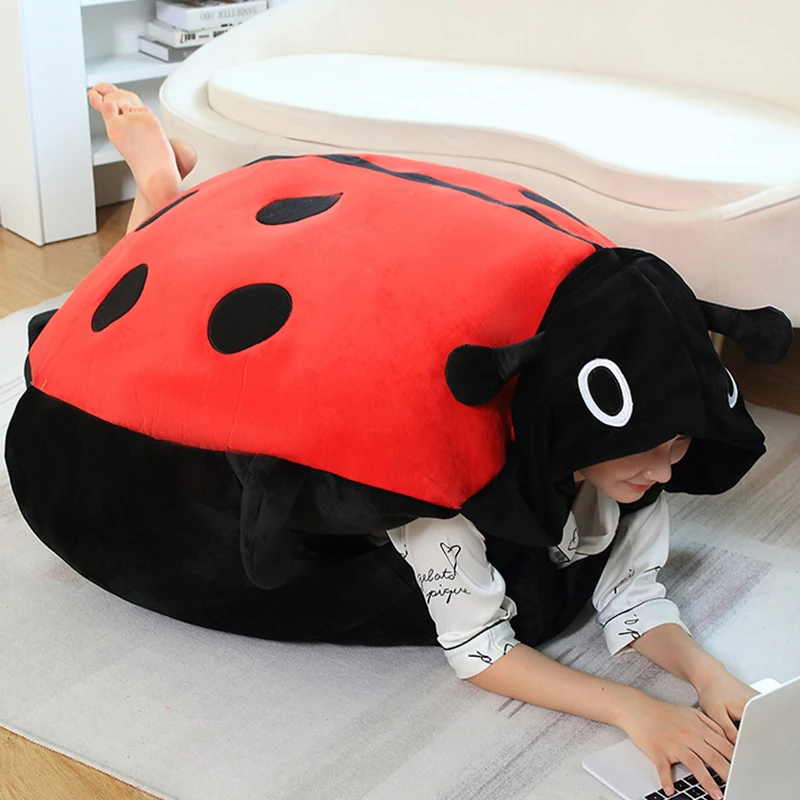 Ladybug Pillow Wearable Plush Big Bug Giant Wearable Ladybug Pillow Funny Animal Costume Dress Up for Kids Bug Pillow Gift Toy