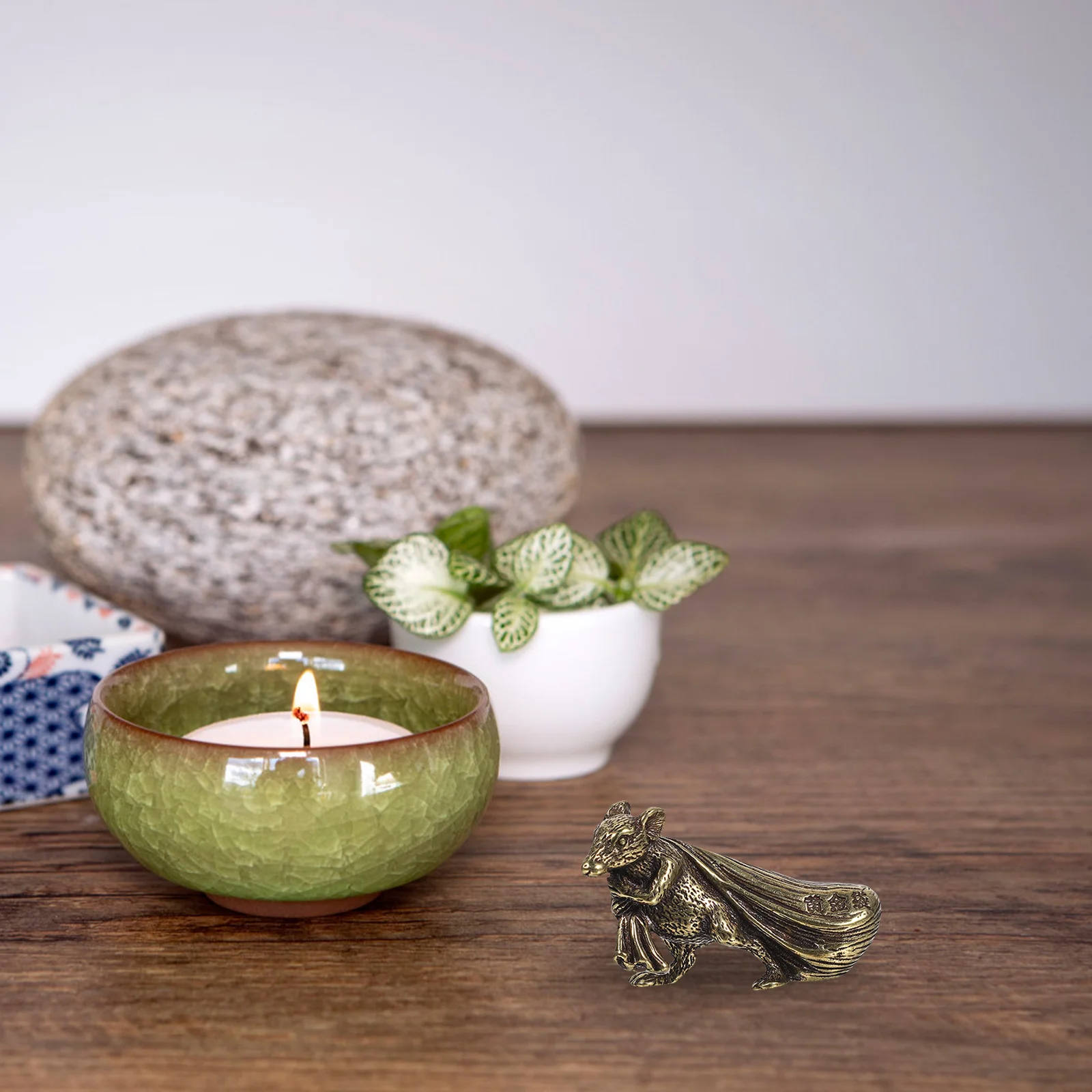 ماوس نحاسي صغير خمر الحيوان النحت اليد منحوتة زخرفة صغيرة للمنزل ديكور مكتب الرف خزانة الفن #4