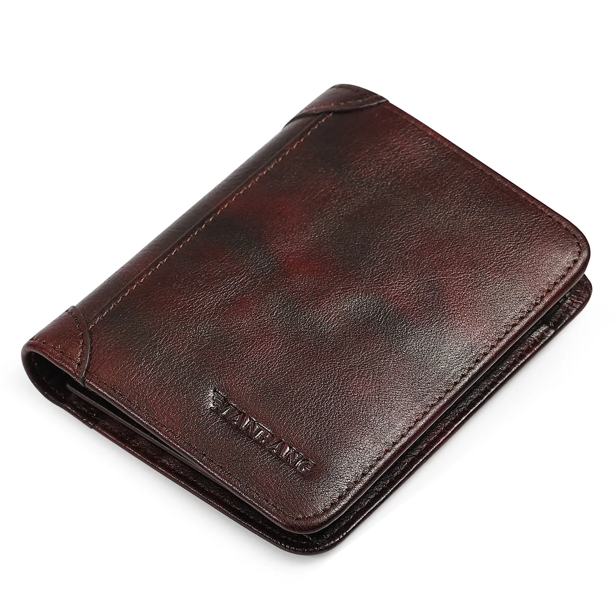 

ManBang 2022 New Genuine Leather Rfid Wallets for Men Vintage Thin Short Multi Function ID Credit Card Holder Money Bag