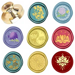 Plants Hydrangea Wax Seal Stamp Lotus Flower pattern Sealing Wax Stamp 25mm Removable Brass Head for Envelope Card Package Deco
