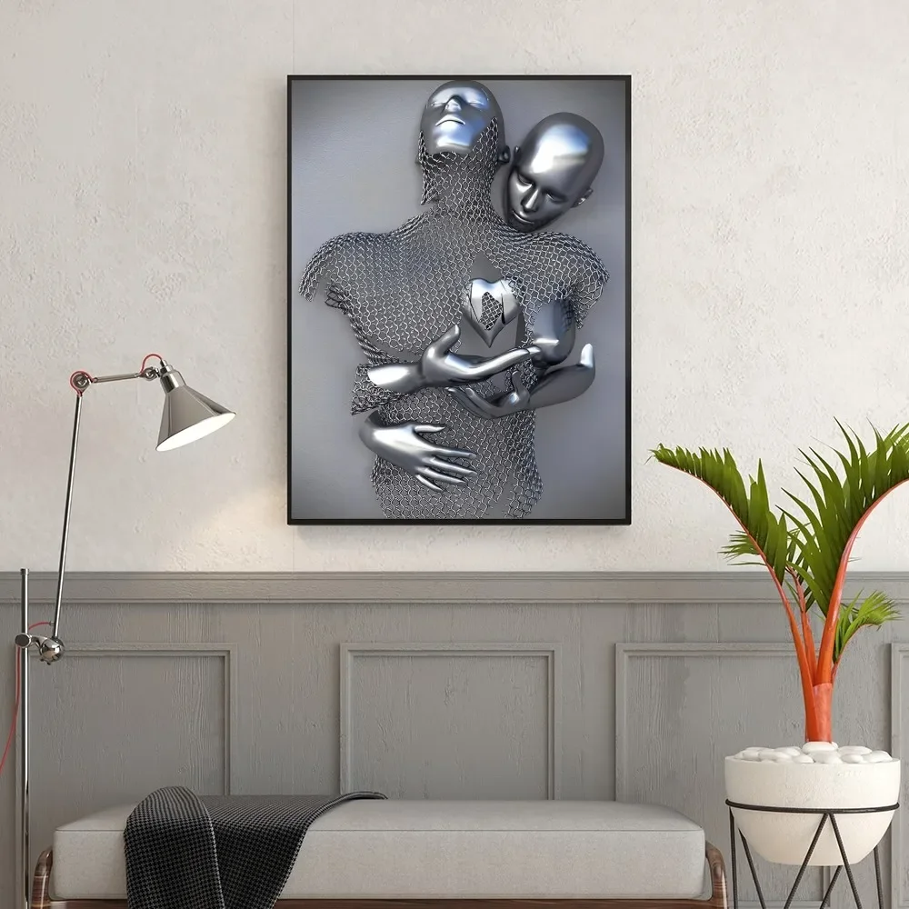 Metalowa figurka statua plakat samoprzylepny plakat artystyczny Retro Kraft papierowa naklejka DIY do pokoju Bar Cafe obraz dekoracja w stylu Vintage