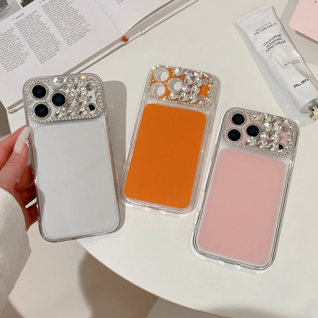 

Luxury Instant 17 Series Camera Precision Hole Rhinestone Diamond Glitter Case For iPhone 13 14 15 16 17 Pro Max Phone Cover