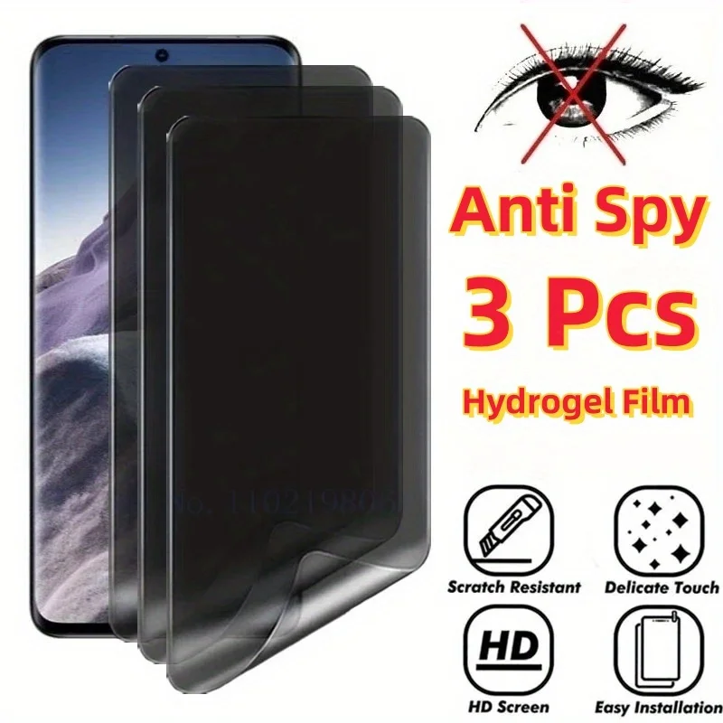 

3Pcs Privacy Hydrogel Film For Xiaomi Redmi Note 14 12 Pro 12S 5G 15 15C 14C 12C Screen Protector Without Fingerprint Unlocking