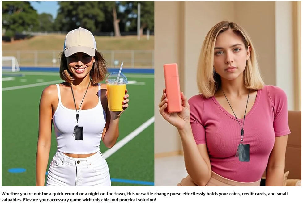 Kleine Münzbörse für Damen Minimalistische Funktionale Hängende Leder-Schlüsselanhänger-Geldbörse Modische Wechselgeldbörse für Kreditkartenhalter – Detail 20