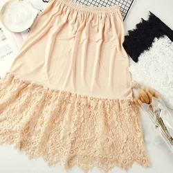 Women Skirt Extender Knee Lace Slip Hollow Length A-Line Half Extenders Lady Lace Slip Casual Skirt Underskirt Petticoat