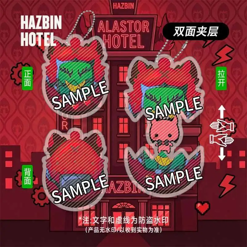 In Stock Anime Hazbin Hotel Alastor Lucifer Morningstar Radio Demon Vox Cosplay Cartoon Acrylic Pull-Out Hanging Piece Keyring