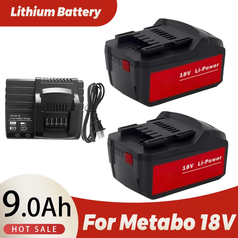 Rechargeable  18V 9.0Ah Battery for Metabo Cordless Power Tool Drill Drivers for Metabo Battery Charger Set 625592000 625591000